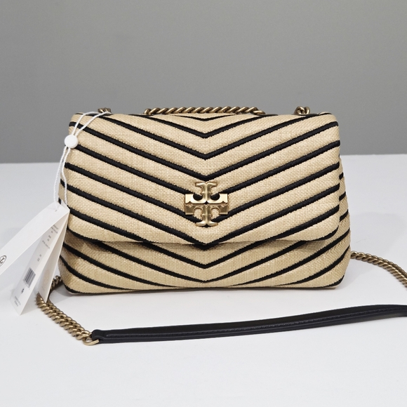 NWT TORY BURCH KIRA CHEVRON SOFT STRAW SMALL SHOULDER BAG - Picture 1 of 9